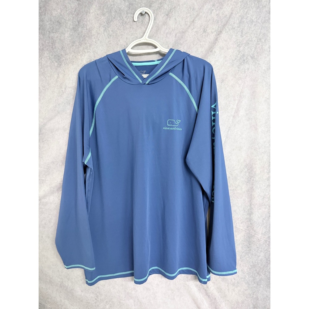 Vineyard Vines Performance Hoodie Mens Large Blue Whale Graphic Sun Shirt L